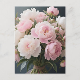 Soft Pink Peony Bouquet Romantic Floral Postcard