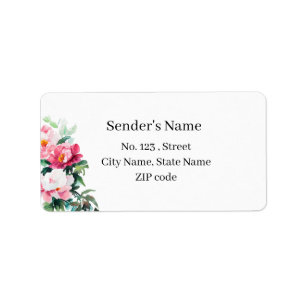 Soft Pink Peony & Eucalyptus Floral Return Address Label