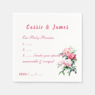 Soft Pink Peony & Eucalyptus Floral Unique Wedding Napkin