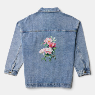 Soft Pink Peony Watercolor Floral Wedding Gift Denim Jacket
