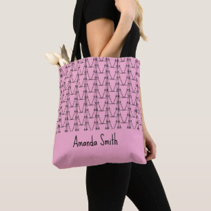 Soft Pink, Personalised, Silhouette Coconut Trees Tote Bag