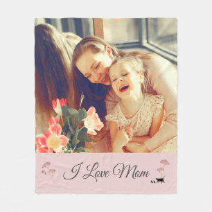 Soft Pink Photo Mother's Day  Fleece Blanket