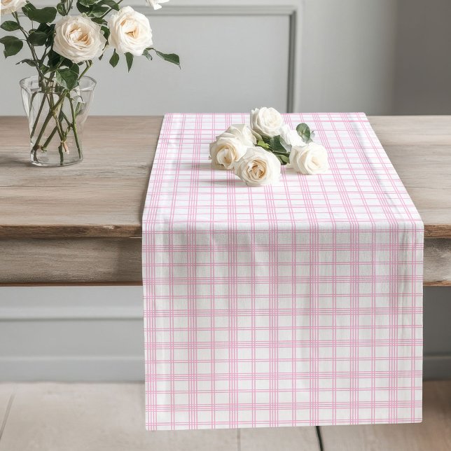 Soft Pink Plaid Table Runner Classic Check Style (Soft Pink Plaid Table Runner Classic Check Style)