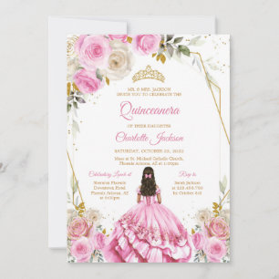 Soft Pink Quinceanera Birthday Invitation