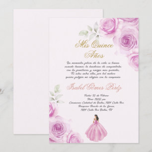 Soft pink Quinceanera Spanish Invitation