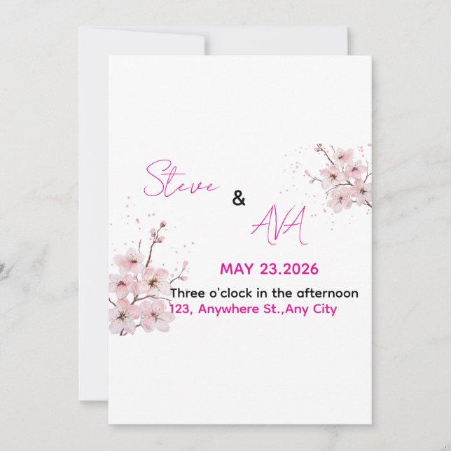 Soft Pink Romantic Wedding Invitation | Elegant &  (Front)