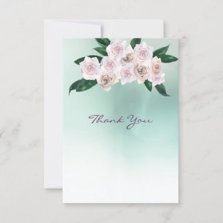Soft Pink Rose Blossoms Wedding Thank You