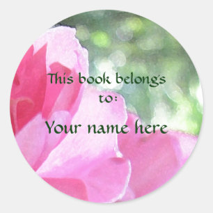 Soft Pink Rose Bookplate Classic Round Sticker