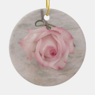 Soft Pink Rose Flower Ceramic Tree Decoration