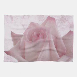Soft Pink Rose Flower Tea Towel