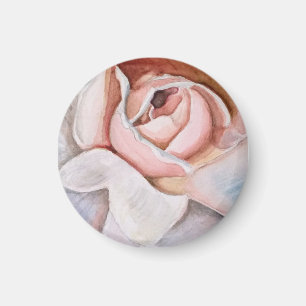 Soft Pink Rose in Watercolor by Jodi Mahaffey Magnet