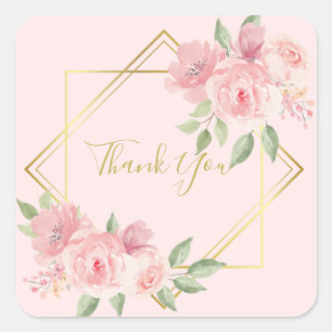 Soft pink rose square sticker