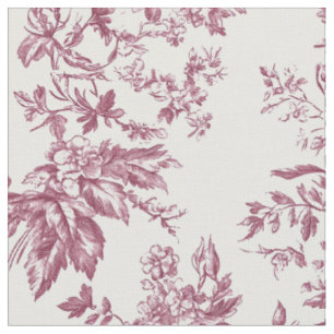 Soft Pink Rose Toile Pattern Fabric