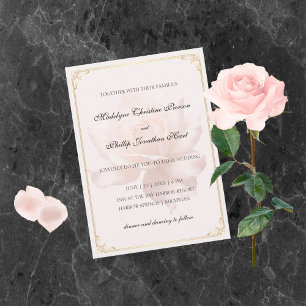 Soft Pink Rose Wedding Invitation