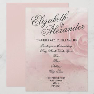 Soft Pink Rose Wedding Invitation