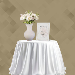 Soft Pink Rose Wedding Pedestal Sign