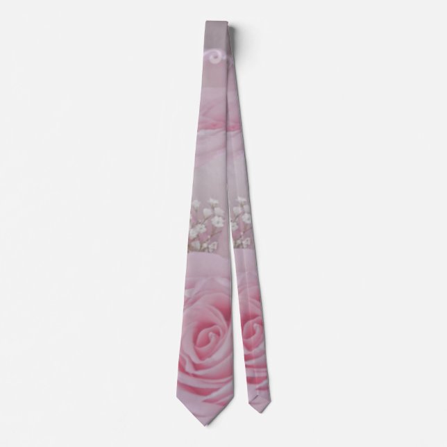Soft Pink Roses and Baby's Breath Tie (Front)