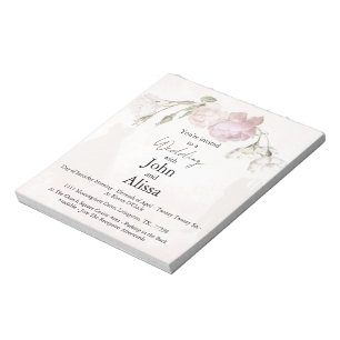 Soft Pink Roses & Bride and Groom Collection Notepad