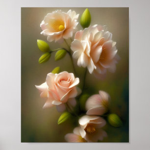 Soft pink roses bunch poster