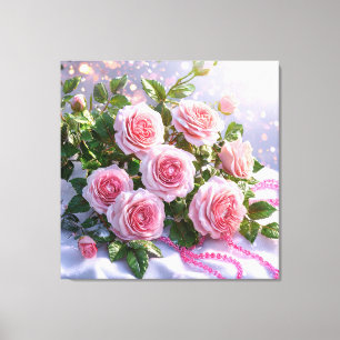 Soft pink roses canvas print