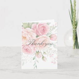 soft pink roses floral thank you card
