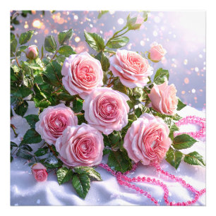 Soft pink roses photo print