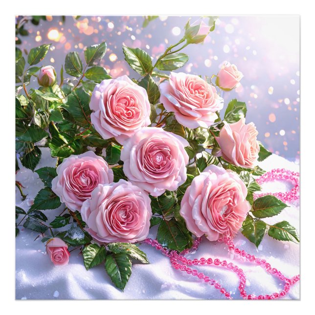 Soft pink roses photo print (Front)