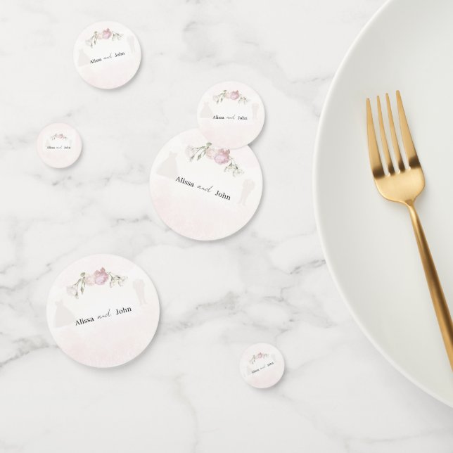 Soft Pink Roses Wedding Collection Table Confetti (Group)