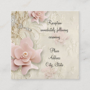 Soft Pink Roses Wedding Invitation Enclosure Card