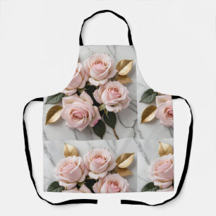 Soft Pink Roses With Delicate Golden Leaves Apron