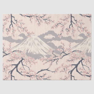 Soft Pink Sakura Mount Fuji Scenic Pattern Tissue Paper