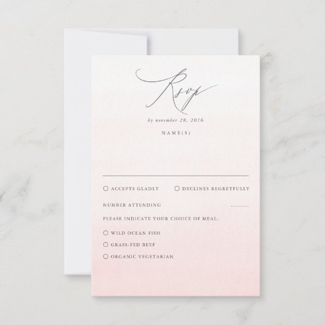Soft Pink Shades Ombre Gradient Wedding RSVP (Front)
