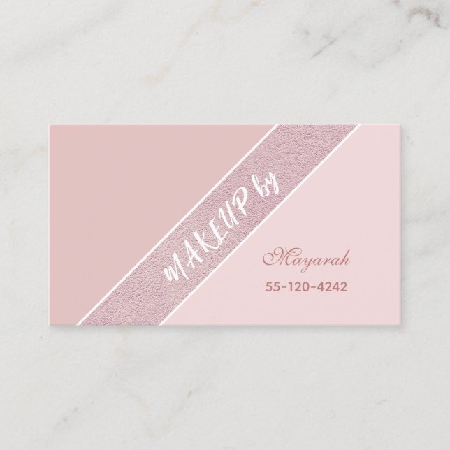 Soft Pink Simple Makeup Business Card (Front)