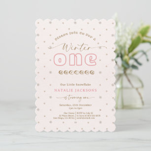 Soft Pink Snowflake Winter Onederland Turning One Invitation