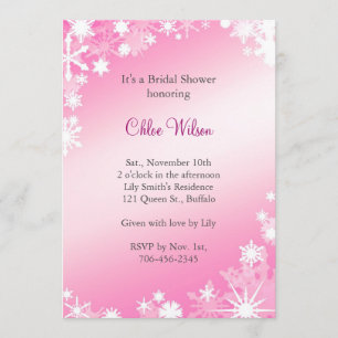 Soft Pink Snowflakes Bridal Shower Invitation
