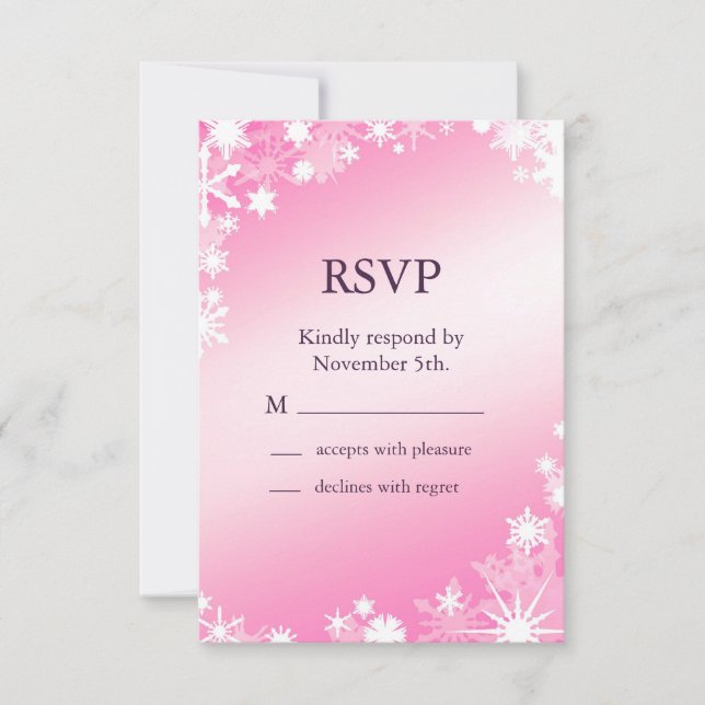 Soft Pink Snowflakes RSVP 2 (Front)