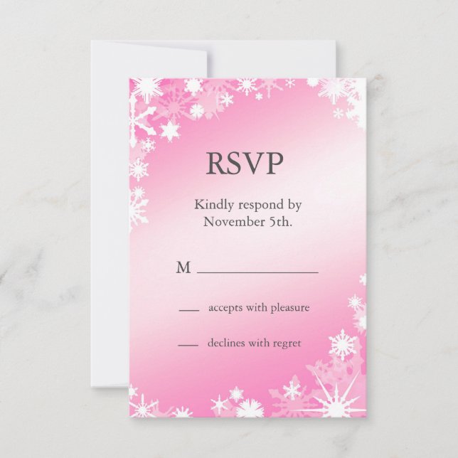Soft Pink Snowflakes RSVP Card (Front)