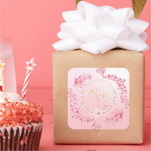 Soft Pink Spring Bloom Square Sticker