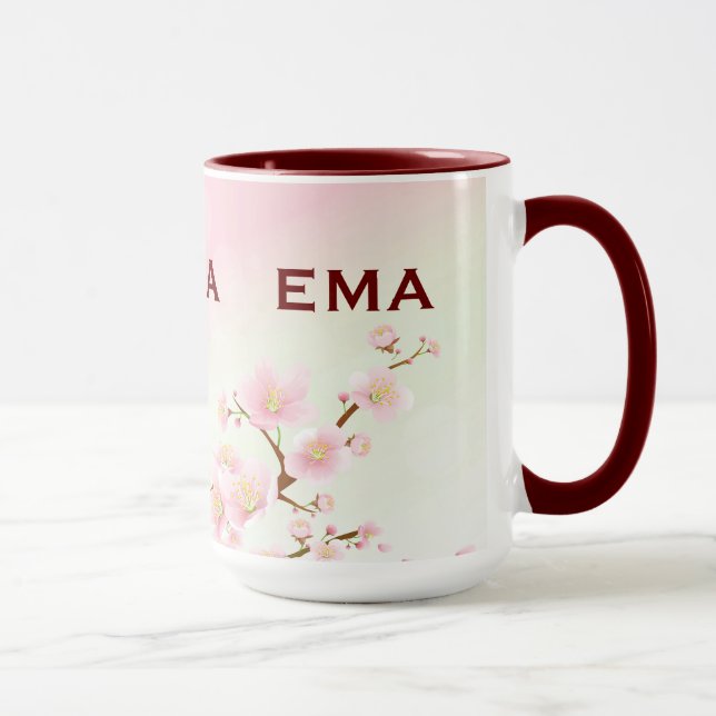 Soft Pink Spring Cherry Blossom Illustration Mug (Right)