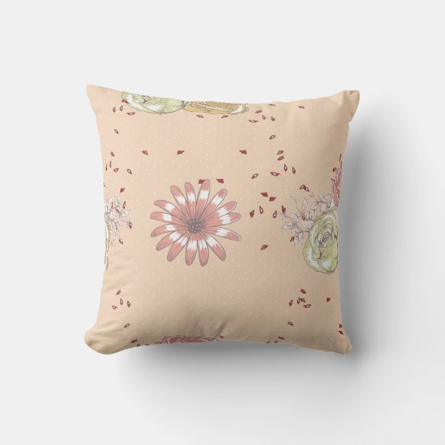 Soft Pink Spring Rose Petals Throw Pillow (Front)