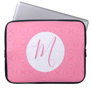Soft Pink Squiggly Squares Personalised Initial Laptop Sleeve