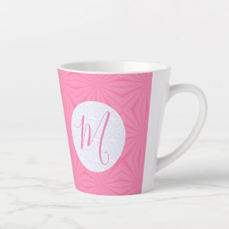Soft Pink Squiggly Squares Personalised Initial Latte Mug