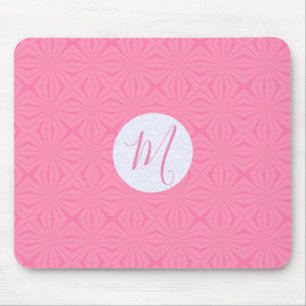 Soft Pink Squiggly Squares Personalised Initial Mouse Mat