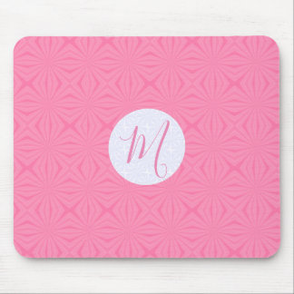 Soft Pink Squiggly Squares Personalised Initial Mouse Mat