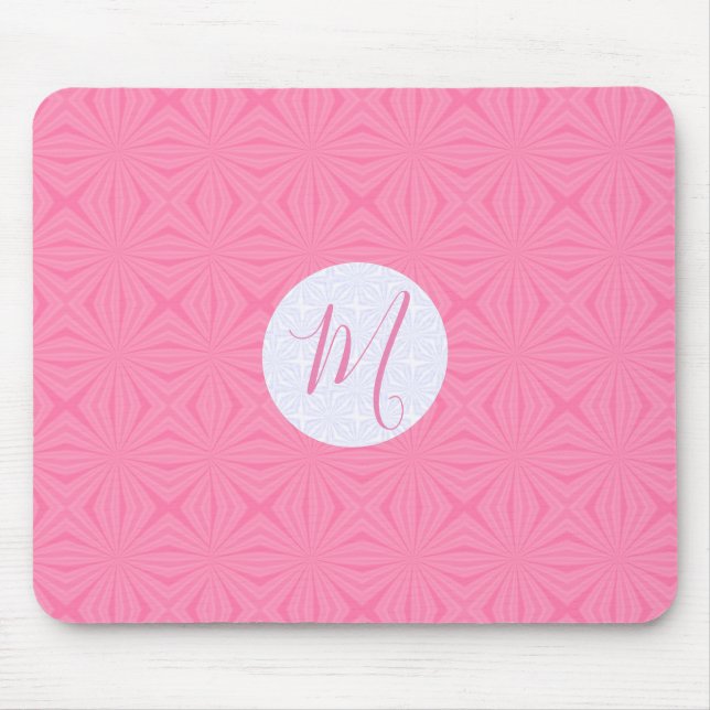 Soft Pink Squiggly Squares Personalised Initial Mouse Mat (Front)
