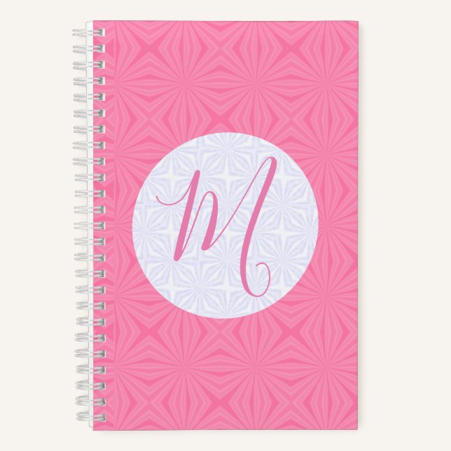 Soft Pink Squiggly Squares Personalised Initial  Notebook (Front)