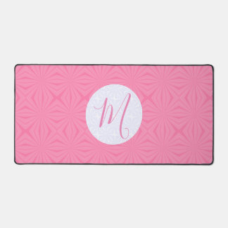 Soft Pink Squiggly Squares Personalized Initial Desk Mat