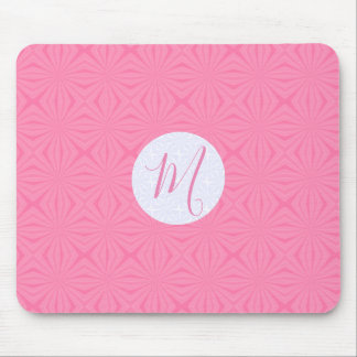 Soft Pink Squiggly Squares Personalized Initial Mouse Mat