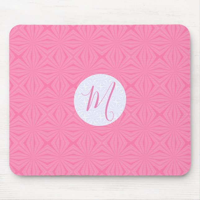 Soft Pink Squiggly Squares Personalized Initial Mouse Mat (Front)