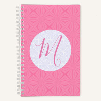 Soft Pink Squiggly Squares Personalized Initial Notebook